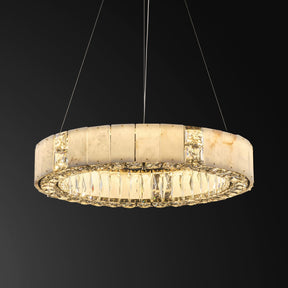 Natural Alabaster Chandeliers, D23 Round Crystal Chandeliers for Dining Room