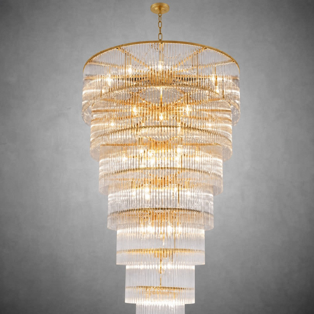 Seven-Tier Striped Column Staircase Chandelier 990 - Gold