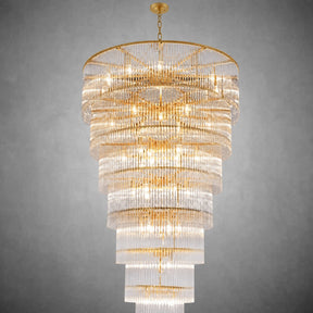 Seven-Tier Striped Column Staircase Chandelier 990 - Gold