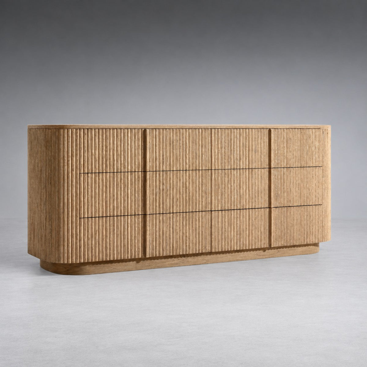 Reeded Oak Dresser with Curved Contours