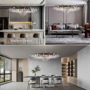 63" Black 15-Light Modern Crystal Tree Branch Chandelier