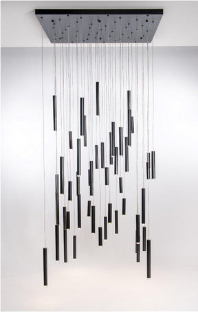 Bellini Square Tri-Tone Tubular Pendant Light Chandelier - Merlin Lamps
