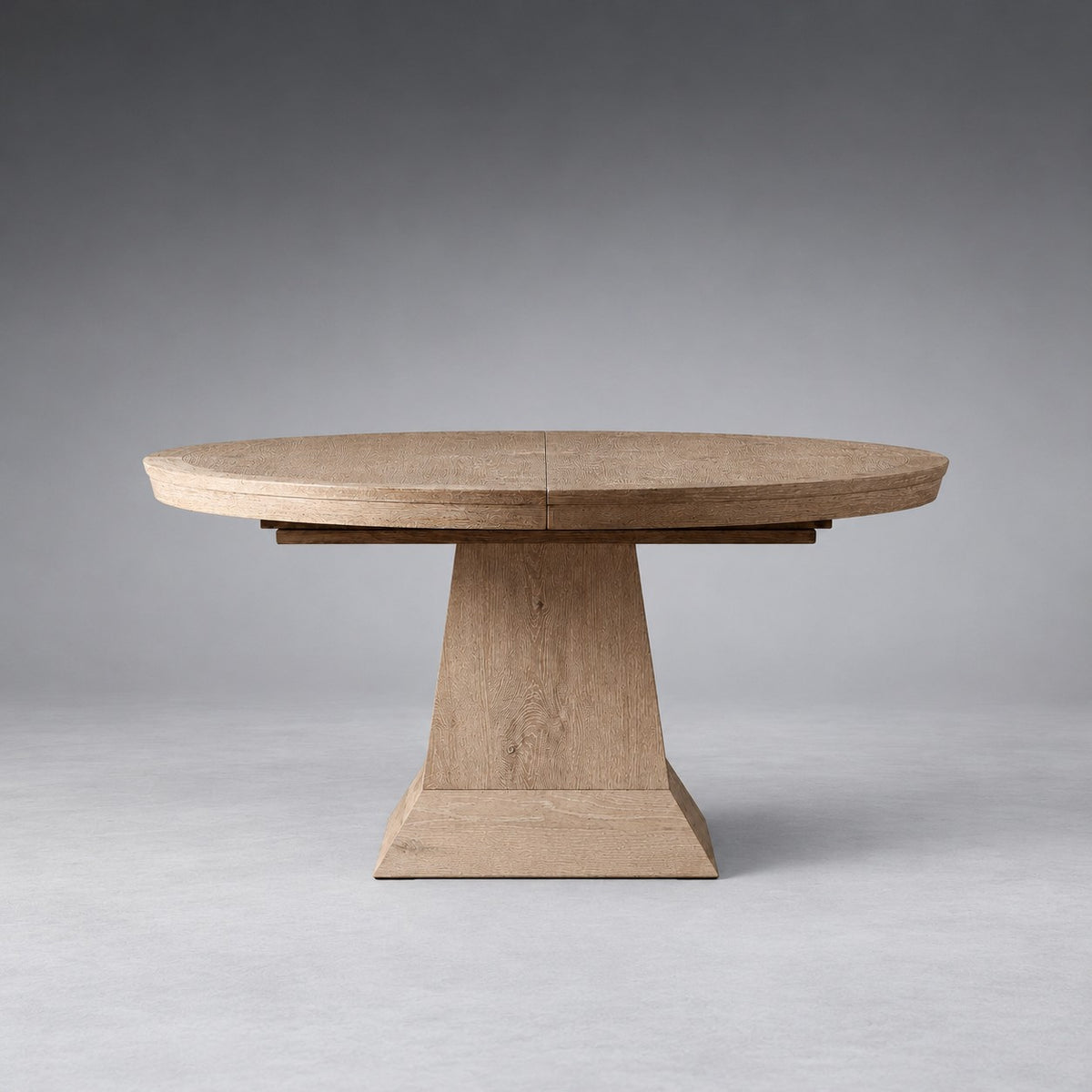 Round Oak Extension Dining Table with Leaves