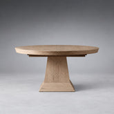 Round Oak Extension Dining Table with Leaves
