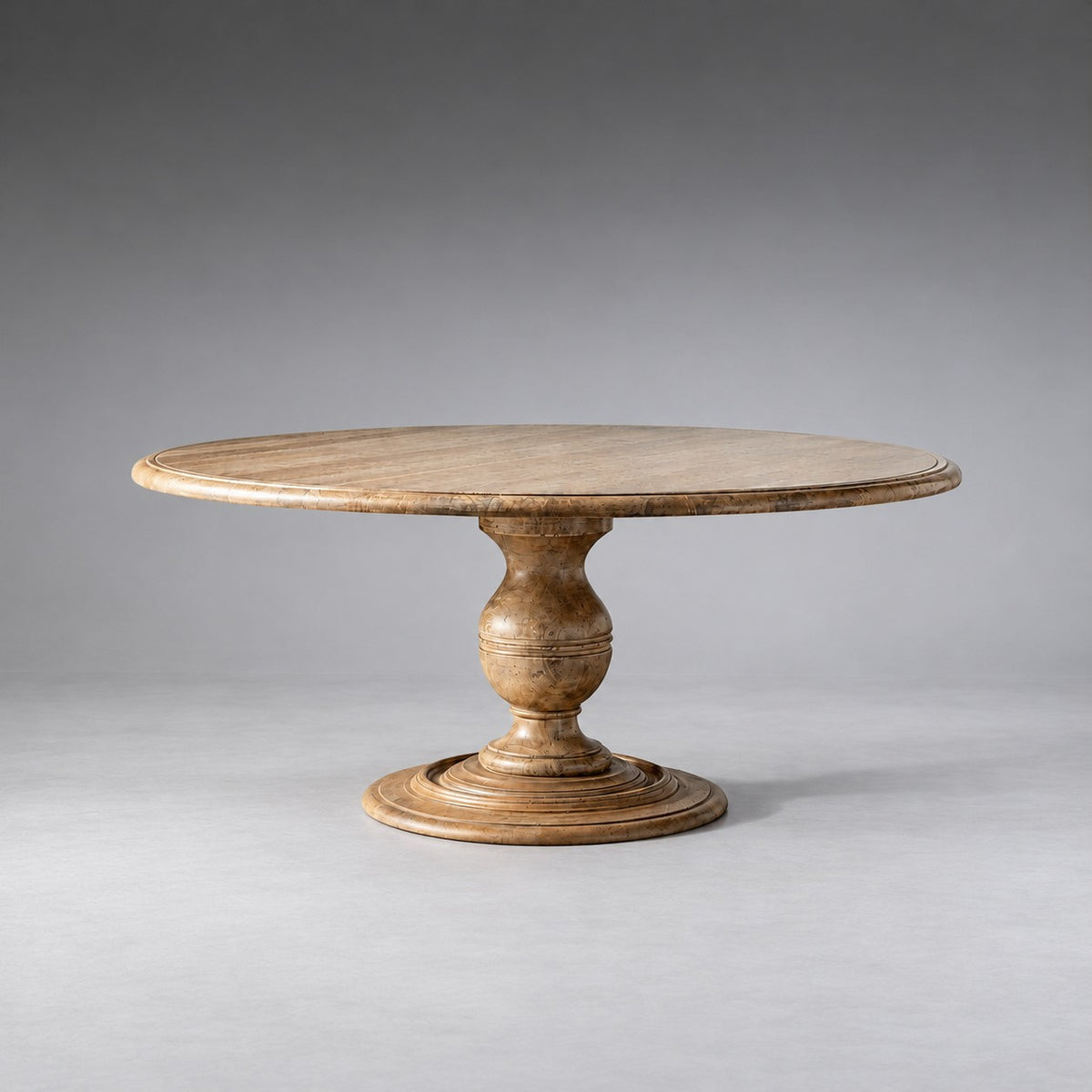 Round Dining Table in Hand-Carved Tulipwood