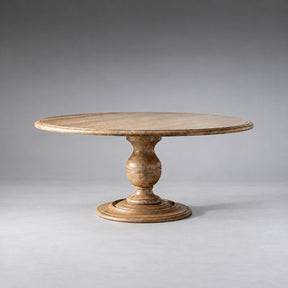 Round Dining Table in Hand-Carved Tulipwood