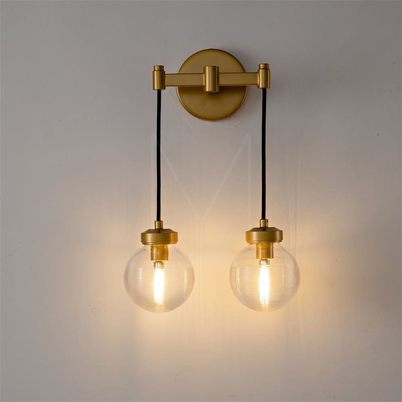 Modern Pearl Shape Glass Wall Sconce 2 Light, Bedroom Wall Lamp Fixture