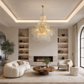 65" Gold Large 27-Light K9 Crystal Tree Branch Chandelier