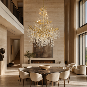 65" Gold Large 27-Light K9 Crystal Tree Branch Chandelier