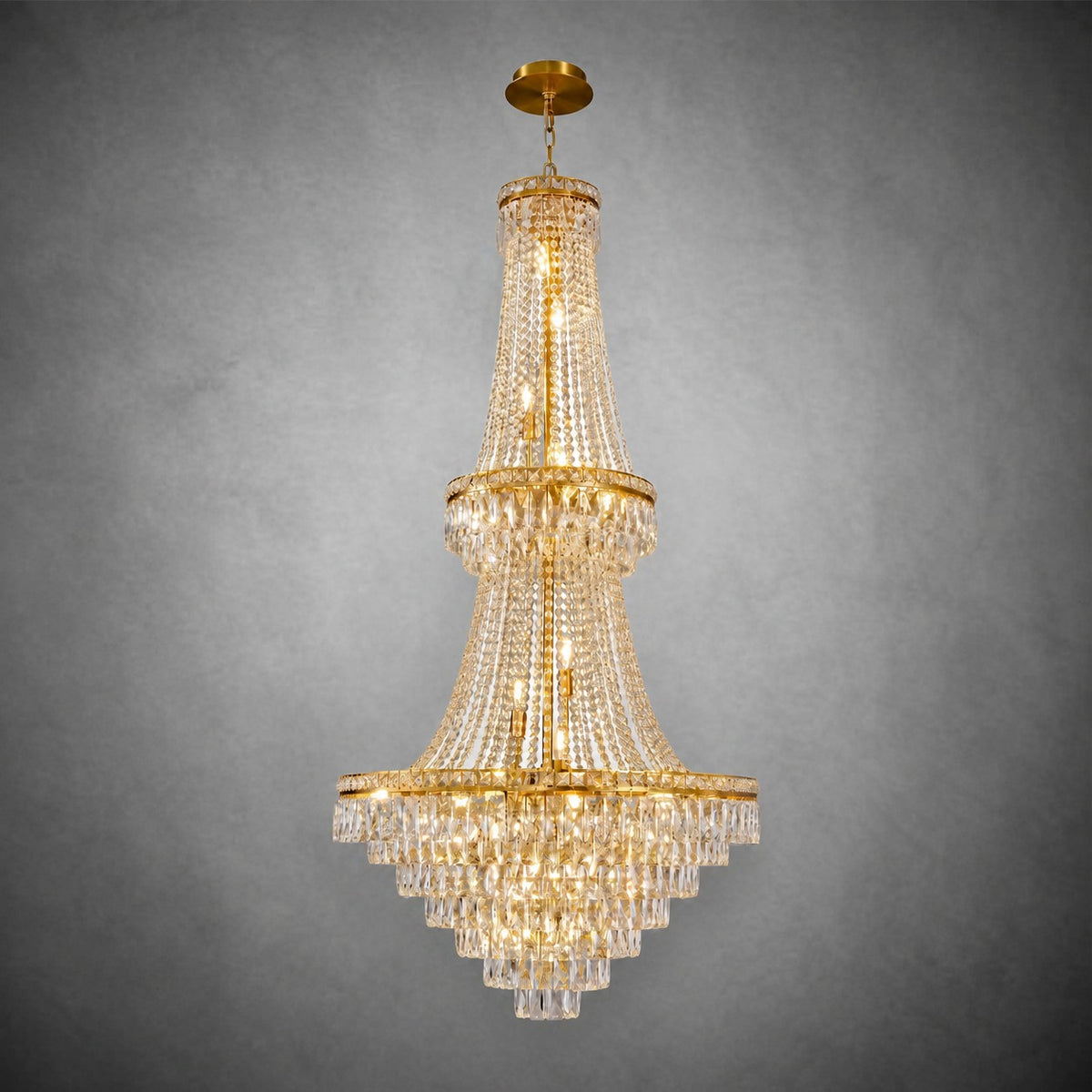 Two-Tier Square Diamond Round Pendant 780 - Gold