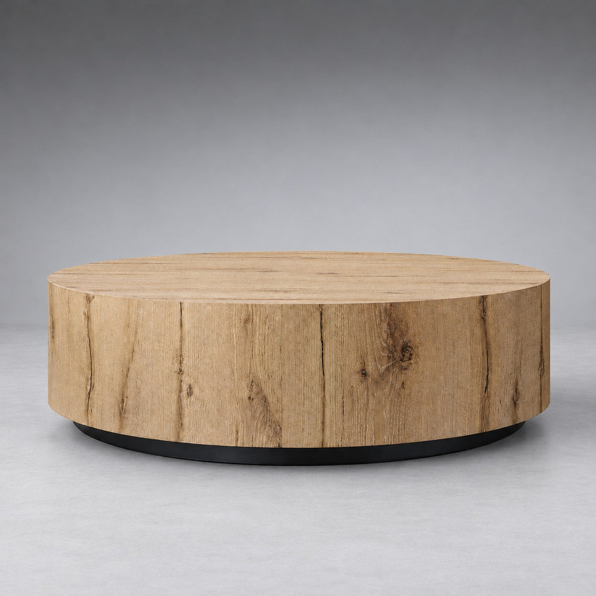 Oak Wood Round Plinth Coffee Table