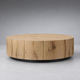 Oak Wood Round Plinth Coffee Table