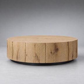Oak Wood Round Plinth Coffee Table
