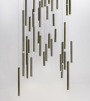 Bellini Square Tri-Tone Tubular Pendant Light Chandelier - Merlin Lamps