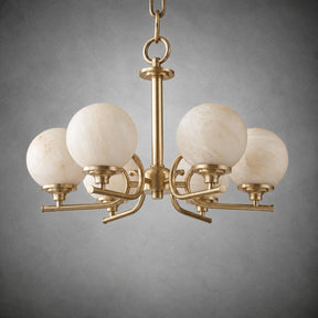 Brass 6-Arm Chandelier Alabaster
