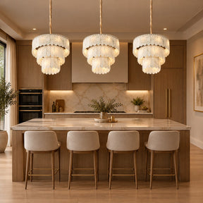 Modern Three-Tier Emerald White Jade Luxury Marble Chandelier