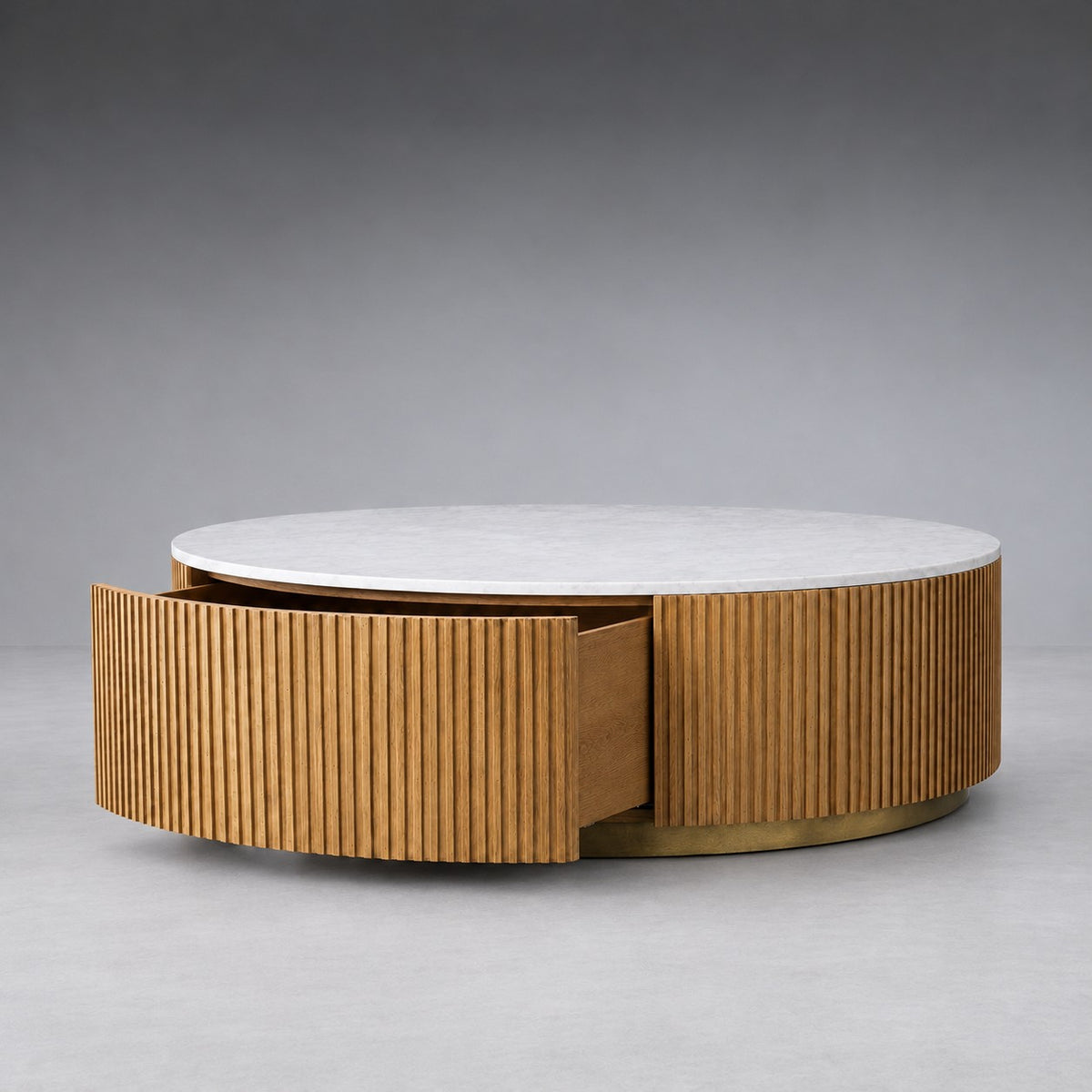 Stone Top Round Storage Coffee Table
