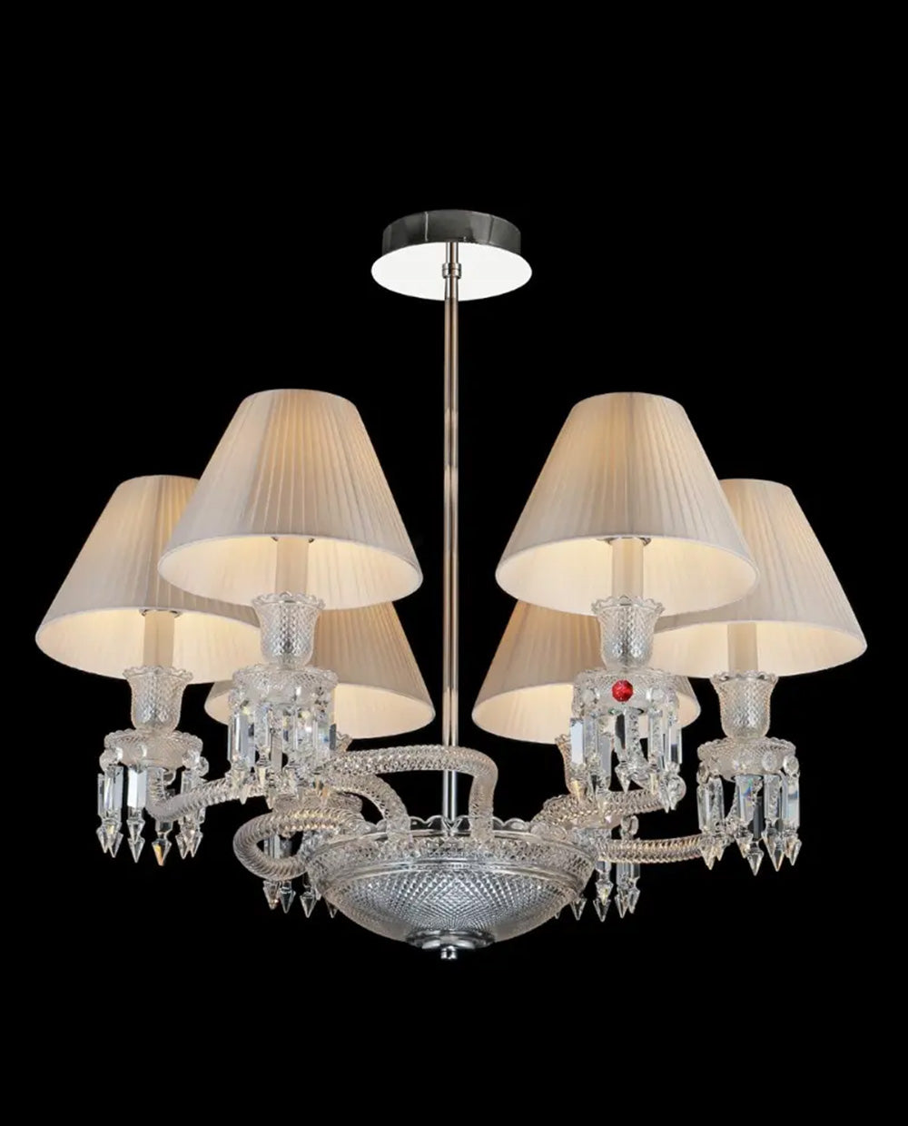 6 Lights Baccarat Crystal Lighting with Lampshades