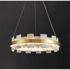 Merlin Anita Modern Round Alabaster Chandelier For Living Room