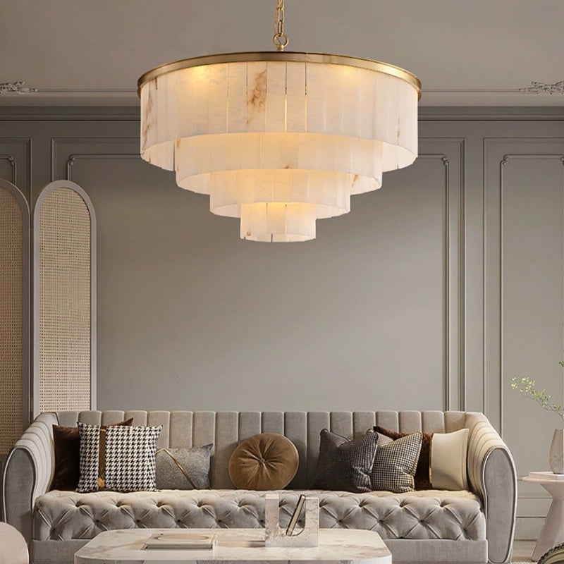 Galadriel Alabaster Multi-Layer Modern Round Chandelier