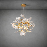 Elegant Ceramic Ginkgo Leaf Chandelier D600 - Matte Gold