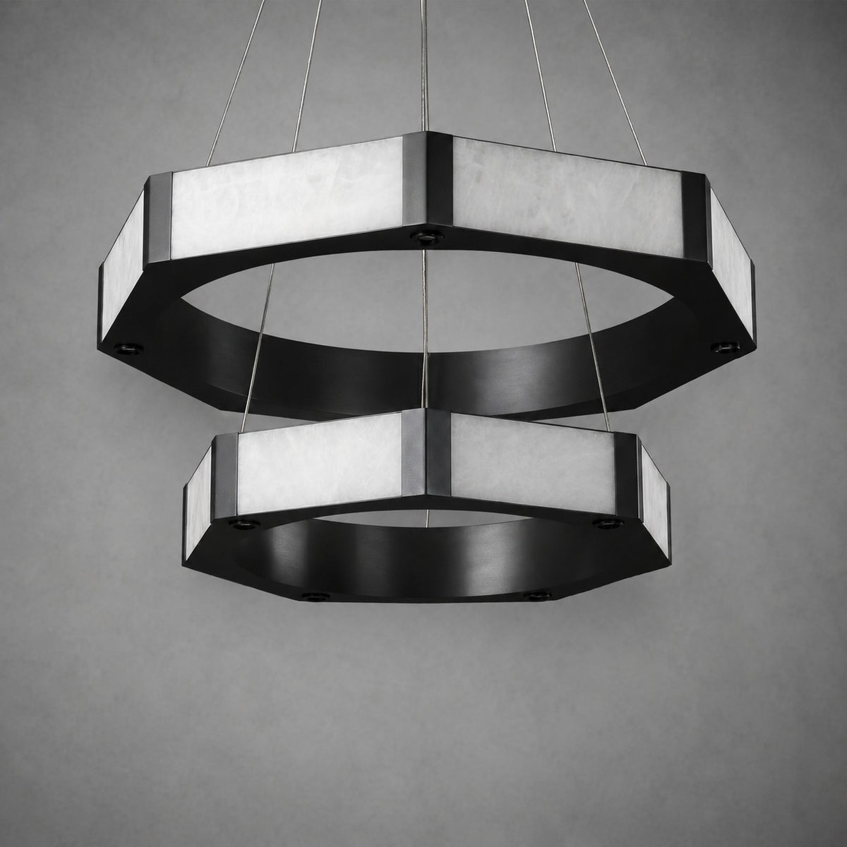 Facetra Hexagonal Black Ring Chandelier