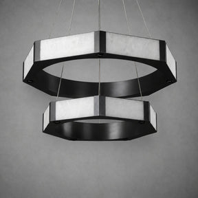 Facetra Hexagonal Black Ring Chandelier