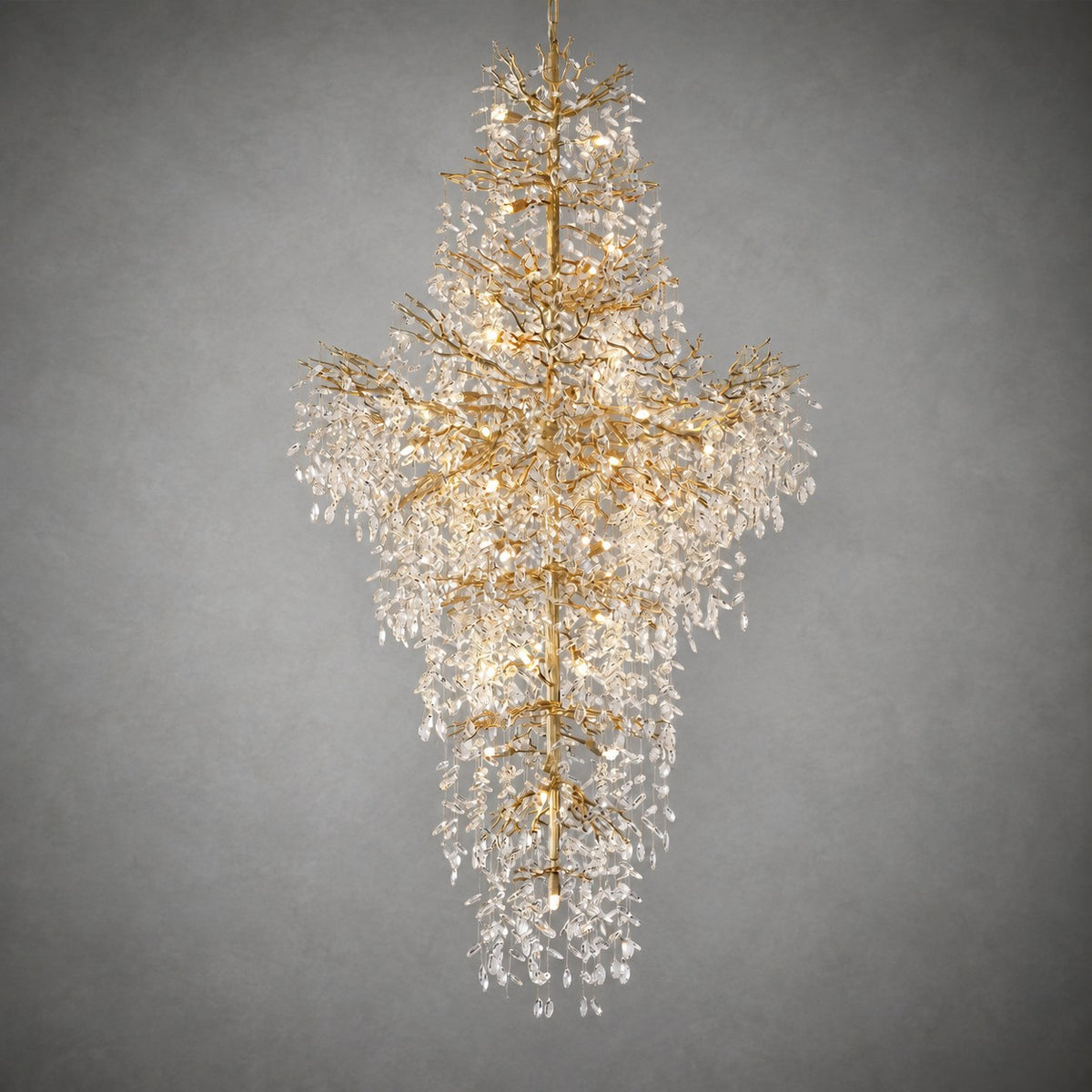 Marquise Double-Layer Branch Staircase Chandelier 2300 - Gold