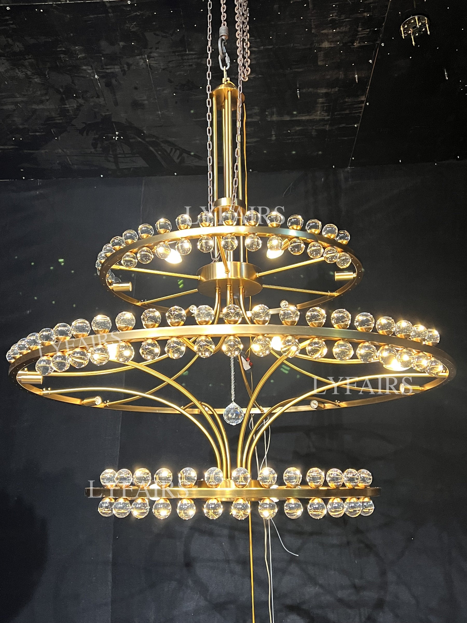 Modern 2/3 Ring Glass Ball Chandelier for Low-ceiling