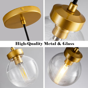 Brass Pendant Lights,Modern Globe Glass Hanging Ceiling Light