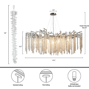 Modern Crystal Chandeliers for Dining Room,Silver Luxury Round Tree Branches Chandelier Lighting,High Ceiling Chandelier Light Fixture Hanging Pendant Light Fixtures-(47.2 Inch)