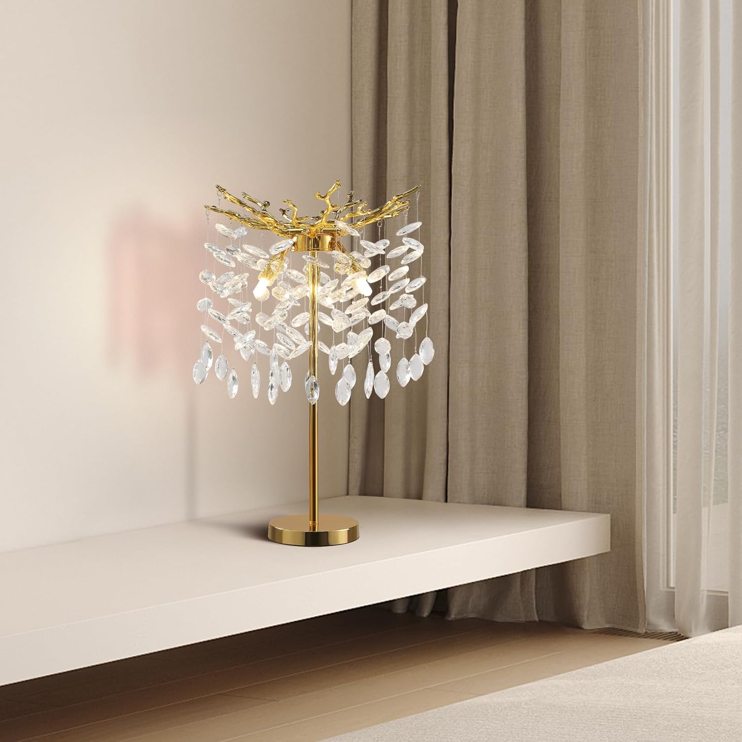 Valley Lamps Table Lamp, 14.2'' Modern Crystal Table Lamps for Bedroom Living Room