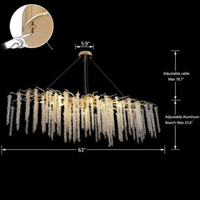 Branch Style Ceiling Light Crystal icicle Chandelier For Dining Table for Modern Home