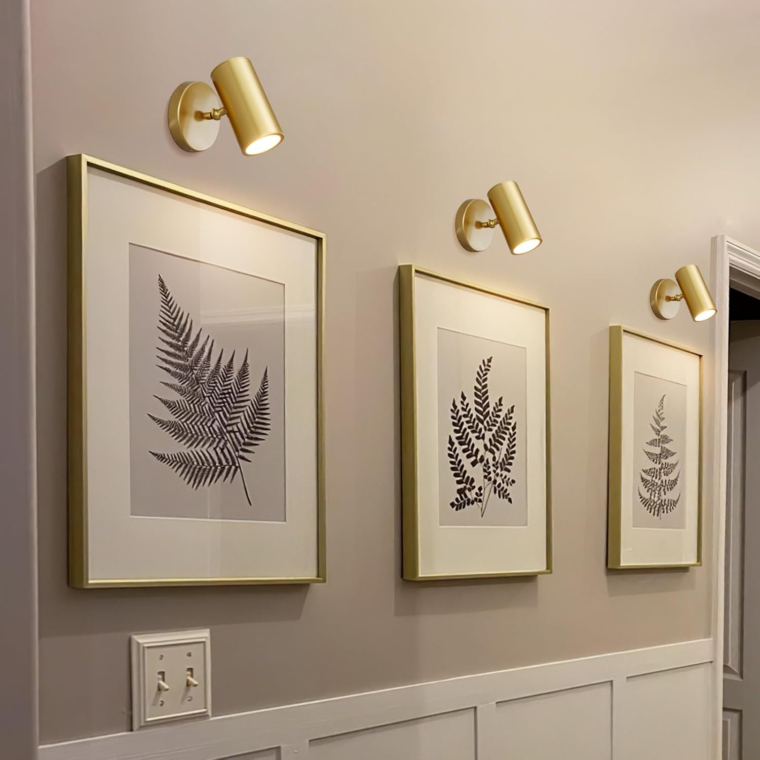 Gold Brass Picture Light Sconce with Adjustable LED, Wall Mount
