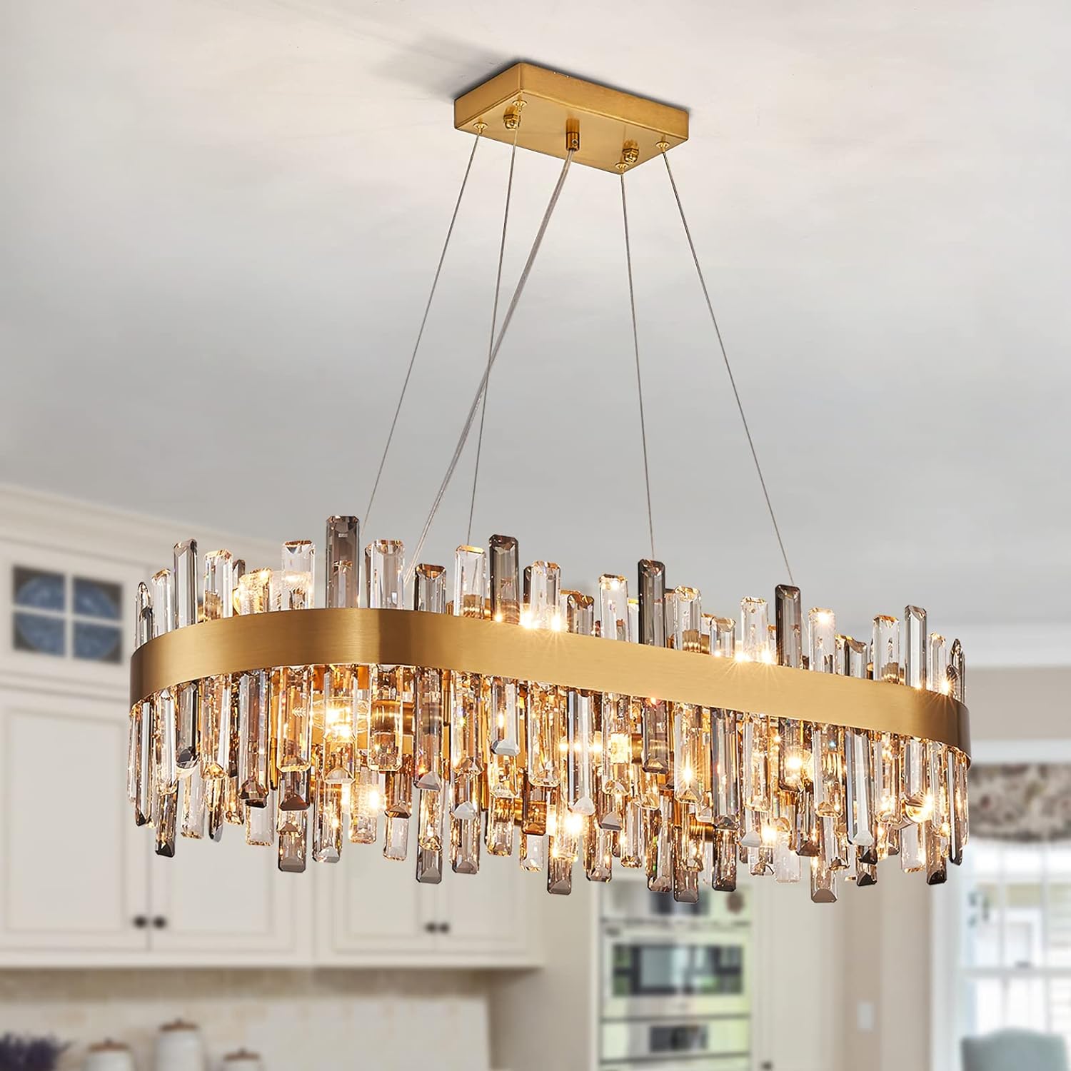 Round Ring Crystal Chandelier Luxury Modern Ceiling Fixtures Light For Living And Dining Room