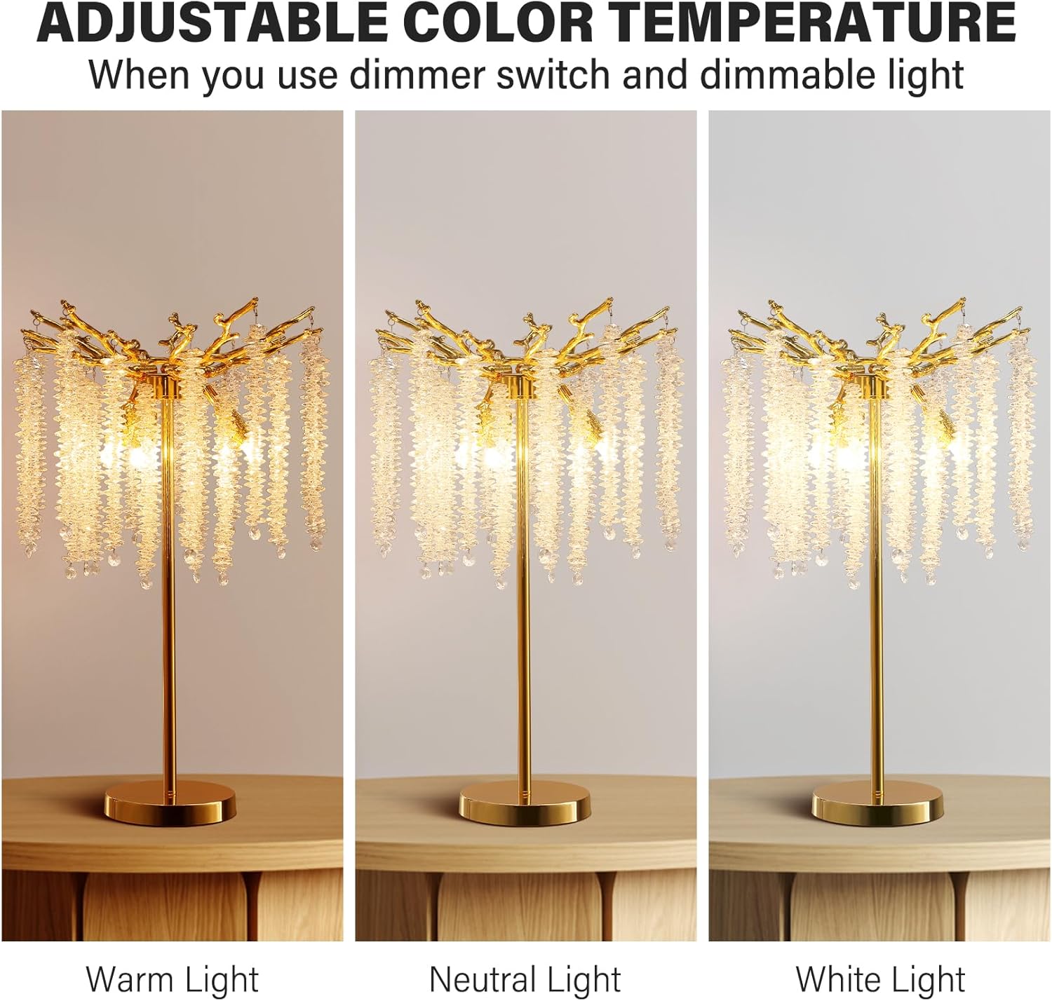 Valley Lamps Table Lamp, 14.2'' Modern Crystal Table Lamps for Bedroom Living Room