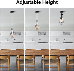 Modern Nickel Pendant Light, Raindrop Hanging Light Fixtures for Kitchen Island, Indoor Crystal Ceiling Light Fixtures with Clear Solid Crystal Raindrop for Living Room Hallway