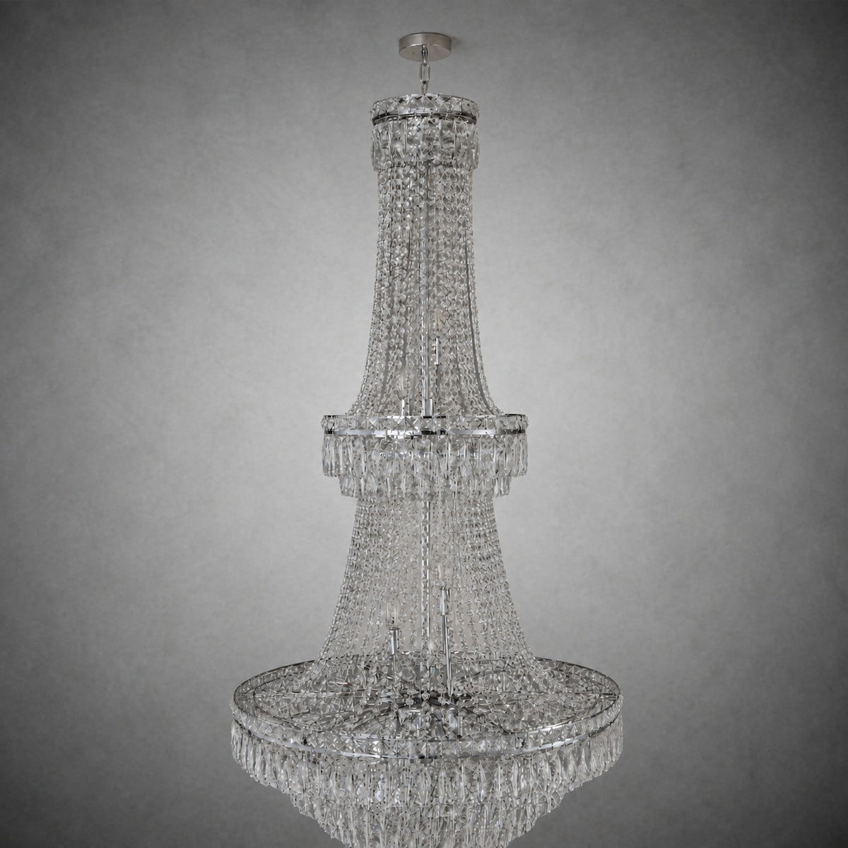 Two-Tier Square Diamond Round Pendant 780 - Silver