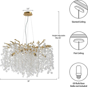 YUYI 30-Inch Modern Tree Branch Crystal Chandelier for Dining Rooms