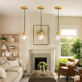 Brass Pendant Lights,Modern Globe Glass Hanging Ceiling Light