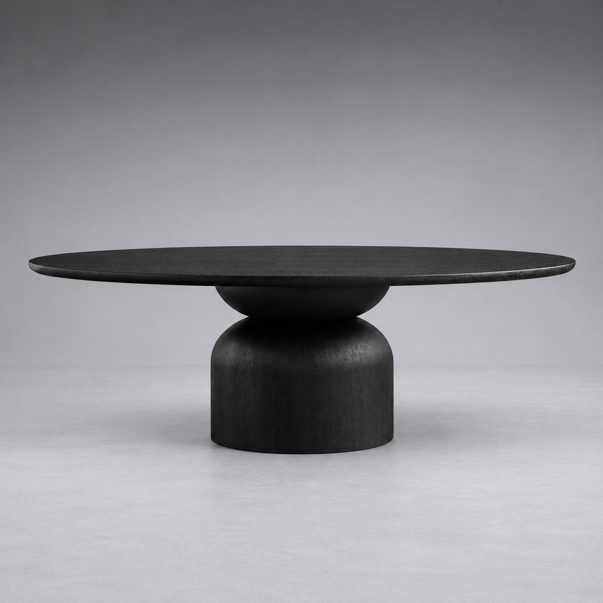 Hand-Sculpted Modern Oval Oak Dining Table