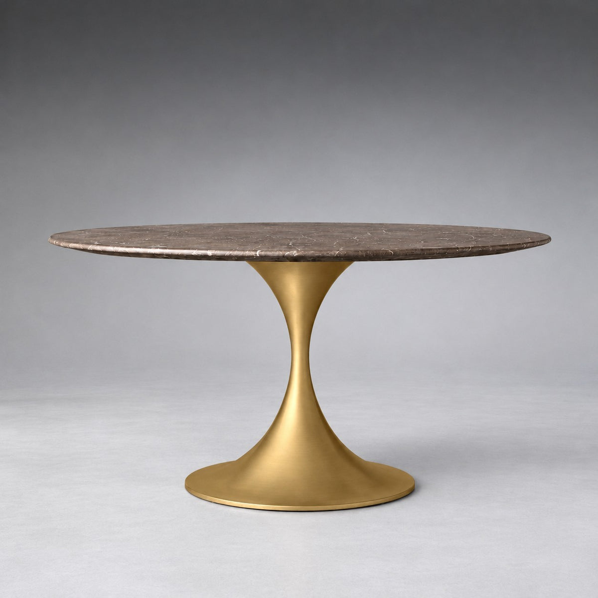 Round Stone-Top Steel-Base Dining Table