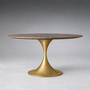 Round Stone-Top Steel-Base Dining Table
