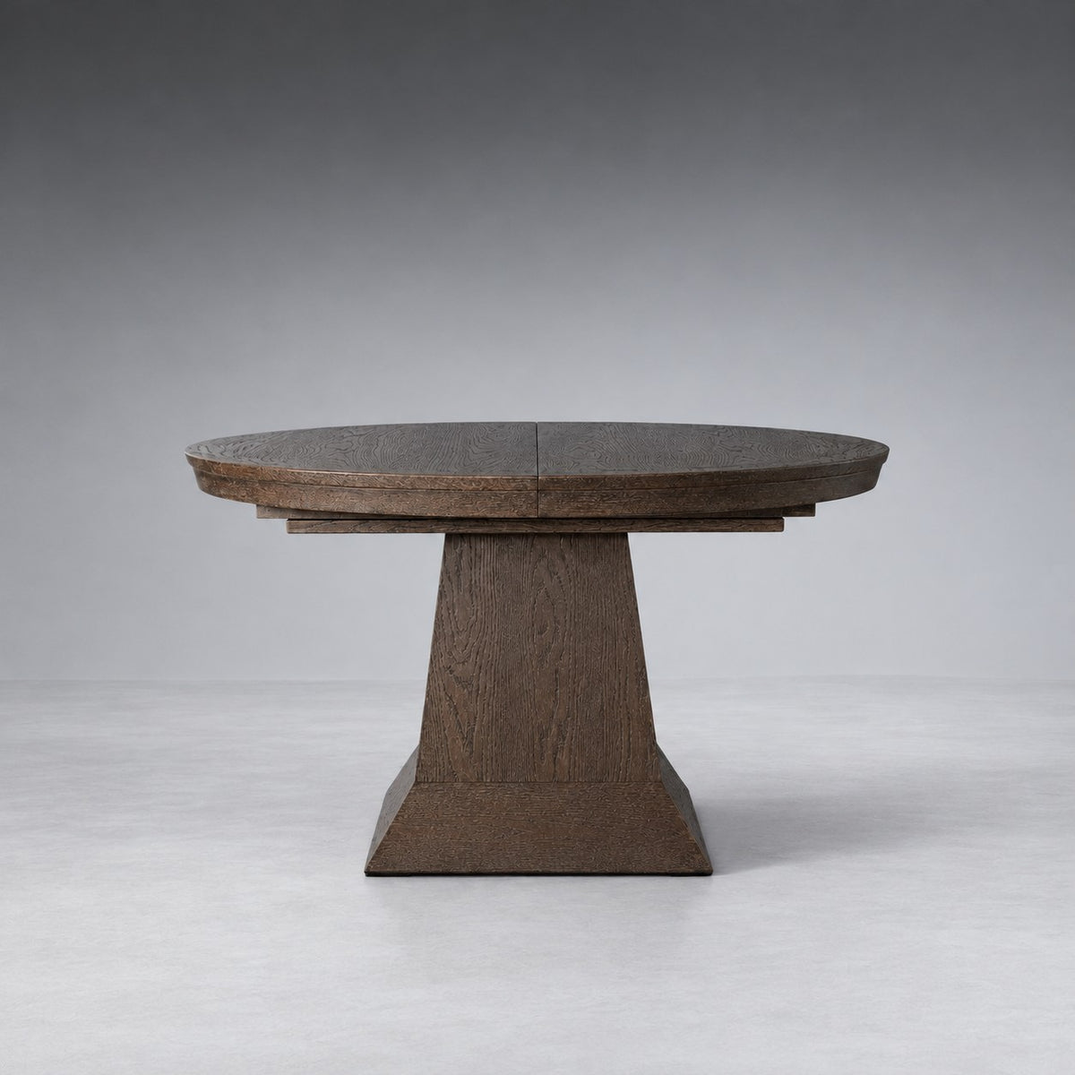Round Oak Extension Dining Table with Leaves