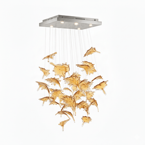 Multicolor Crystal Spiral Maple Leaf Chandelier