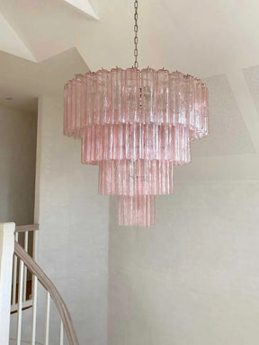 Murano Pink Glass Tube Chandelier 78-Light