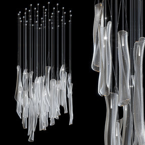 Luméa Organic Glass Tube Cluster Chandelier