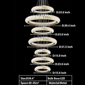 Extra Large Round Acrylic and Stainless Steel Multi-Layer Chandelier for High Ceilings