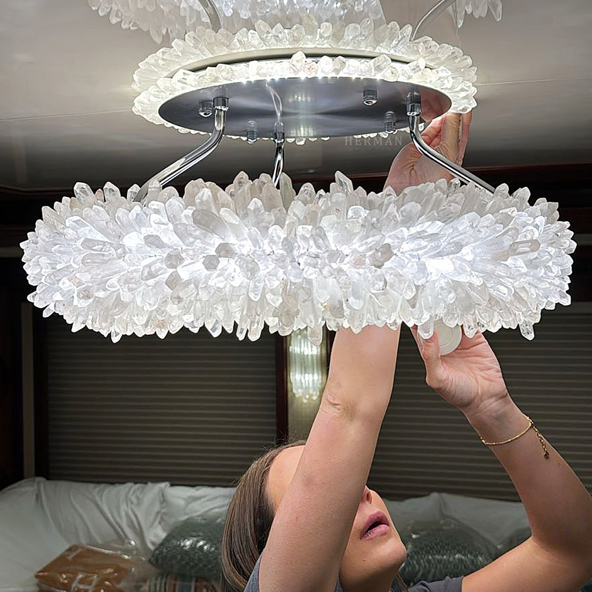 Geode  Round Quartz Crystal Chandelier