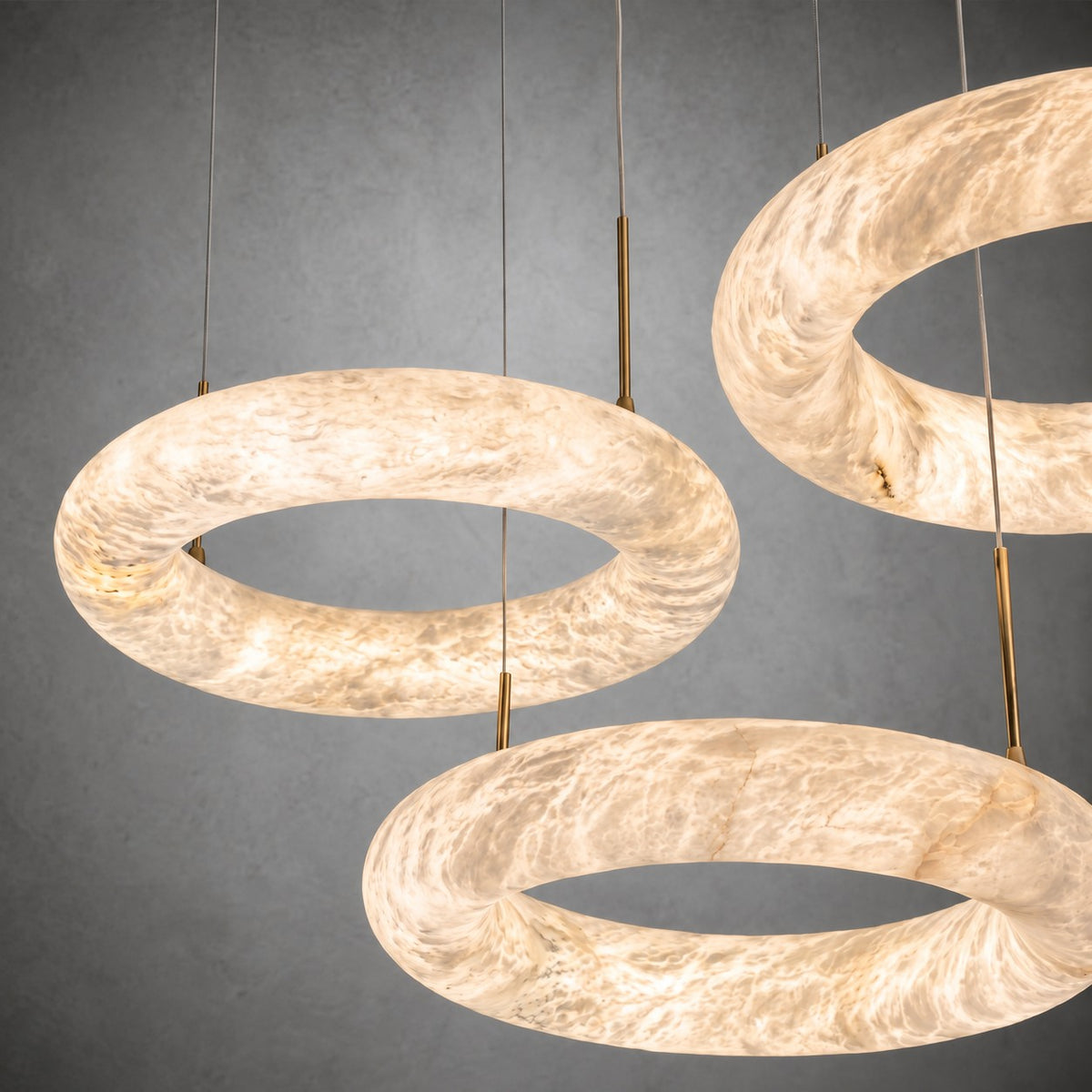 Anello Modern Alabaster Round Ring Chandelier